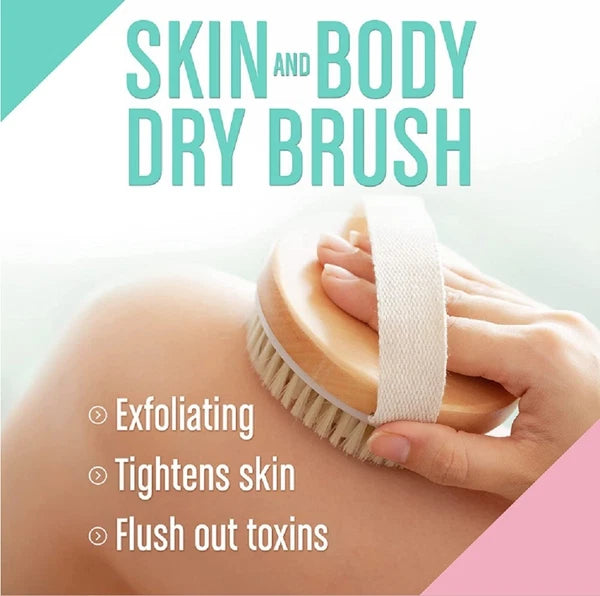 Natural Bristle Wooden Body Brush – Dry Brushing Spa & Shower Scrubber