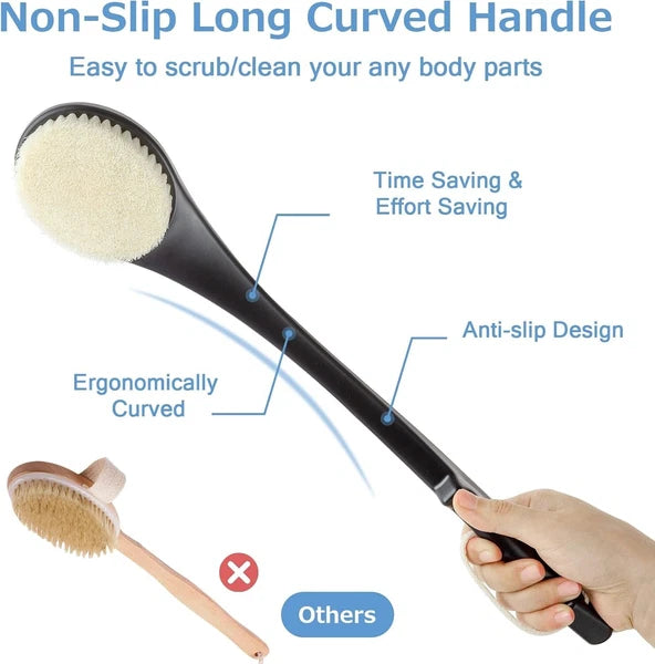 Exfoliating Shower Brush Bath Body Brush Never Mold Back Brush Long Handle for
