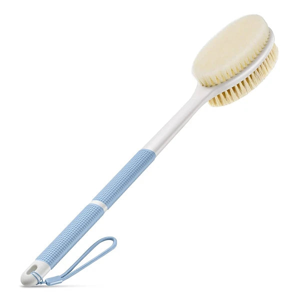Back Scrubber anti Slip Long Handle for Shower Dual-Sided Stiff Soft Bristles