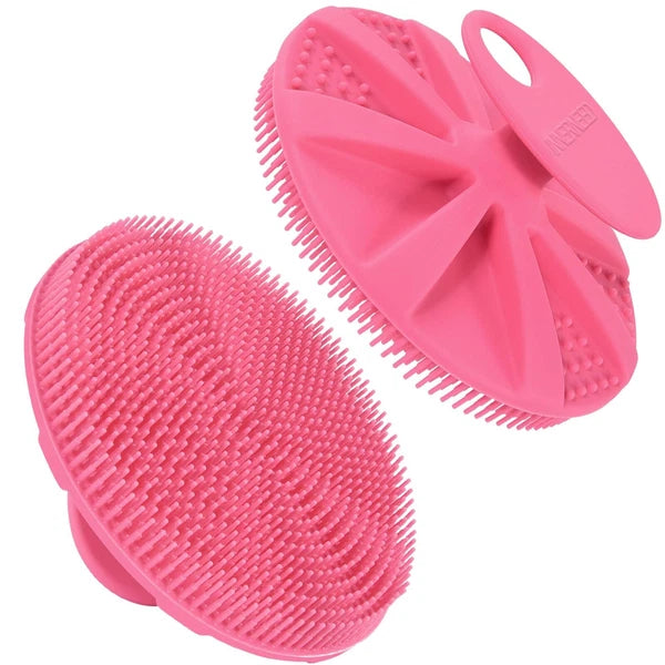 Food-Grade Soft Silicone Body Scrubber Shower Brush W/ Gentle Exfoliating Pink