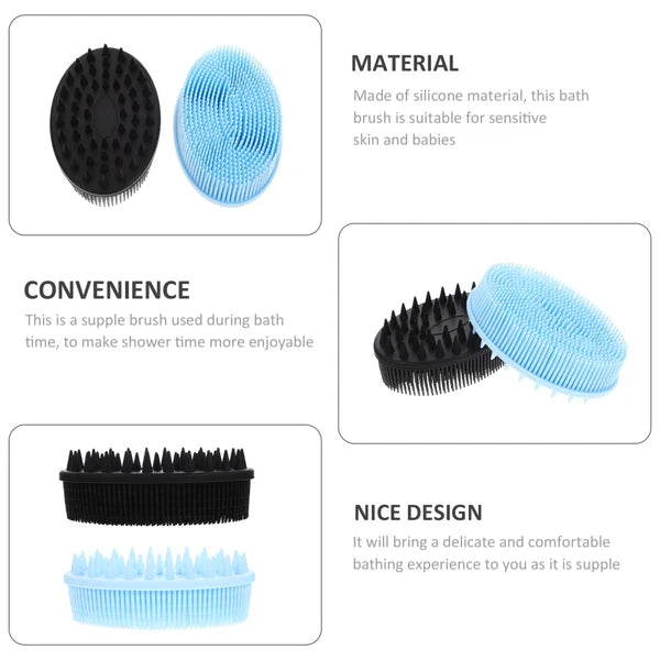 2 Pcs Bath Brush Removable Silicone Body Scrubber Shower